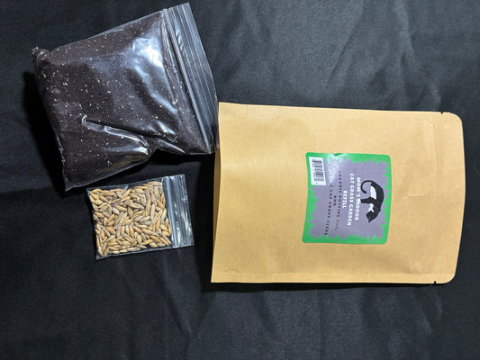 cat grass ball refill package showing the contents including seeds and soil