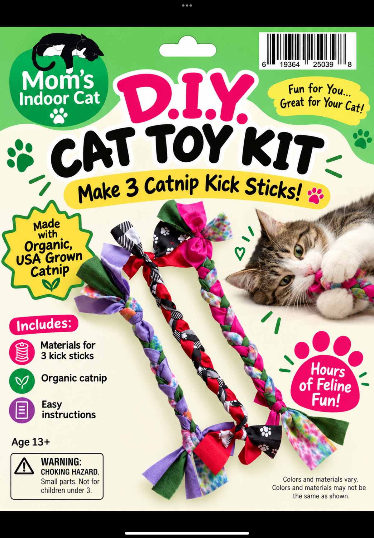 DIY Catnip Kick Stick Kit -make 3 cat toys
